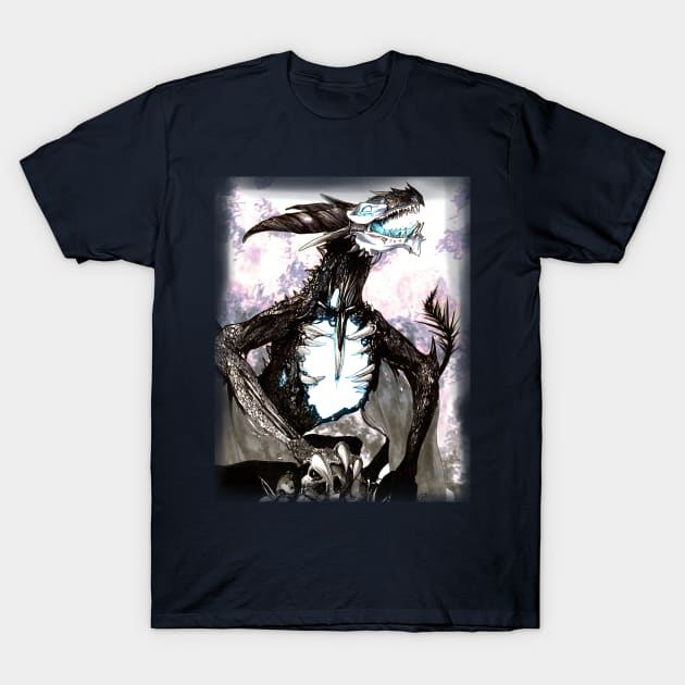 Dracolich - Black Dragon Fantasy Art T-Shirt by FishWithATopHat